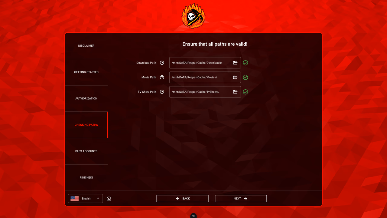 Initial setup step 4 – folder or storage configuration
