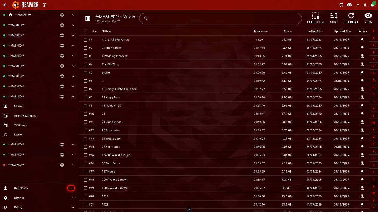 Movies library – table view with list layout